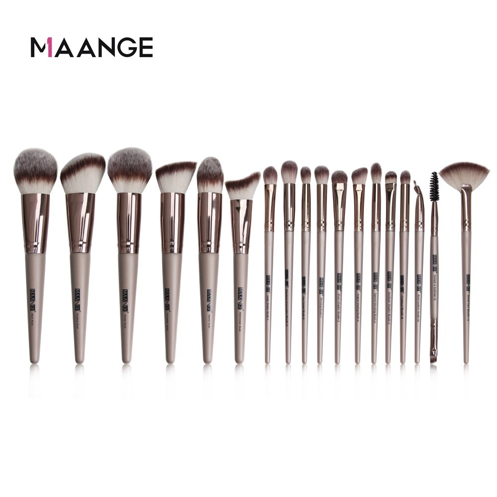 MAANGE 18Pcs Professional Complete Eye & Face Makeup Brushes Set - [Rose Gold]